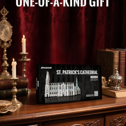 Piececool 3D Metal Puzzles for Adults, St. Patrick's Cathedral Model Kits,New York Cathedral Architecture Building Kits, DIY Hobbies Crafts for Adult Family Time,Home Decor Best Gifts