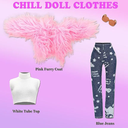 23 Pieces Doll Clothes & Accessories for 11.5 Inch Girl Dolls Include 5 Tops 5 Pants Fashion Outfits 5 Coats Jacket 5 High Heels 5 Flat Shoes and 3 Accessories for 11.5 Inch Girl Dolls Fashion Set