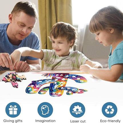 delobil Colorful Cactus Wooden Puzzles, 300 Pieces Jigsaw Puzzles 12.2'' x15.4'', Unique Design Liberty Wooden Puzzles for Adults and Kids, Family Game Gift Royal Size