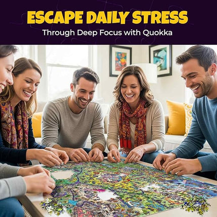 QUOKKA 1000 Piece Puzzle for Adults and Teens – Animal Bash Adult Jigsaw Puzzles with Hidden Secrets & Audio Story – Detailed Visual Puzzle Game for Focus & Relaxation with Twist – FSC Certified Gift