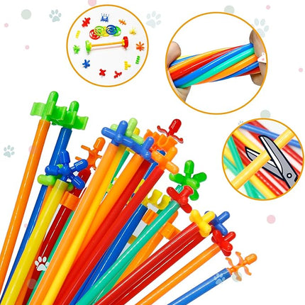 Ggiibro Straw Constructor Toys STEM Building Toys 1200Pcs Toys Aged for 3 4 5 6 7 8+ Interlocking Plastic Toys Engineering Toys Thin Tube Blocks Toy Educational Toy Kit for Classroom Kids Toys Set