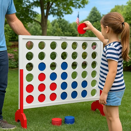 Bolaball 4 in a Row Game – 3Ft 4 to Score Game for Kids & Adults, Indoor/Outdoor Family Yard, Portable Party for Home, Picnic & Travel, Wooden