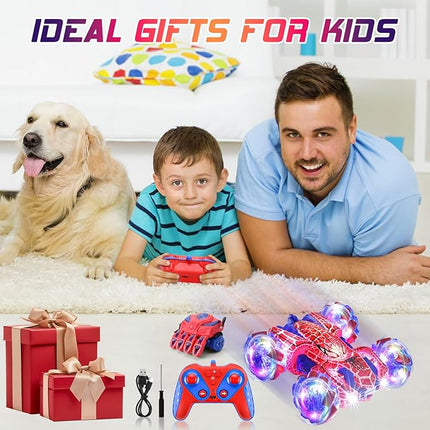 Gesture Sensing Remote Control Car, 2.4Ghz RC Cars with Wholebody Light & Headlight, Hand Controlled Double Sided Rechargeable RC Stunt Car Spider Toys for Boys 4-6 5-7 8-13