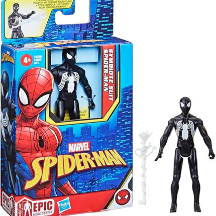 Marvel Epic Hero Series Symbiote Suit Spider-Man Action Figure, 4-Inch Toy with Accessory, Kids Ages 4 and Up, Medium
