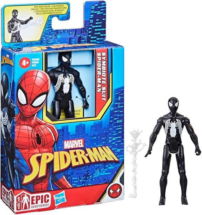 Marvel Epic Hero Series Symbiote Suit Spider-Man Action Figure, 4-Inch Toy with Accessory, Kids Ages 4 and Up, Medium