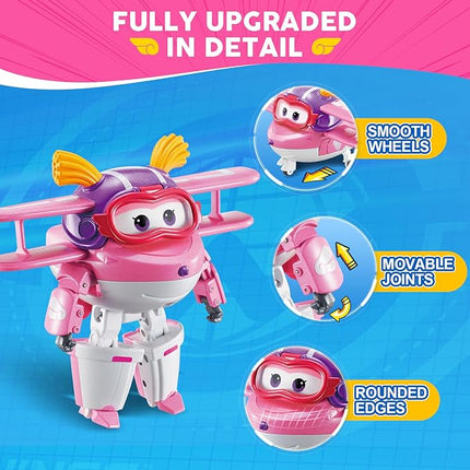 Super Wings transformable Toys, 5 in Ellie Transforming Airplane Toys, 2-in-1 Mode Action Figures, Plane to Robot, Preschool Gift transformable Figures for Boys Girls Kids Age 3 4 5 6 7 8+