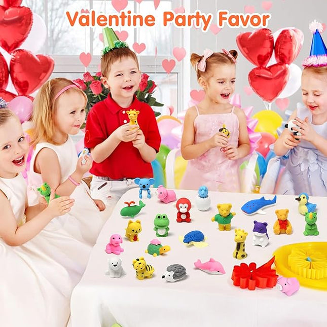 150 Pack Animal Pencil Erasers for Kids Bulk Desk Pet Toy 3D Mini Puzzle Erasers Take Apart Erasers Treasure Box Toys Game Prize Party Favors Gift Classroom Prize Reward Back to School Supplies