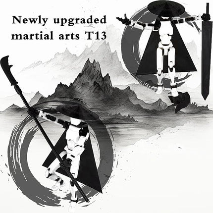 Already Assembled T13 Action Figure Accessories,Dummy 13 T13 Multi-Jointed Movable 3D Printed Toys (White)