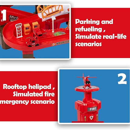 Toy Car Ramp Track, Adventure Railcar Colorful Vehicles Construction Play Set with 8 Cars Track Gifts for Kids 3+