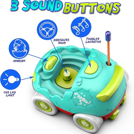 Remote Control Car for Toddlers Toddler Toys for 18+Months RC Cars with LED Lights & Music Dinosaur Toy for Kids 2 3 4 5 Years Old Birthday Gifts for 3+ Year Old Girls Boys -2 Pack