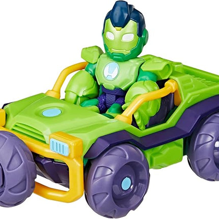 IRON MAN AND HIS AWESOME FRIENDS Marvel Iron Hulk Iron Racer Action Figure & Toy Vehicle, 3-Inch Super Hero Toys for Kids, Ages 3+