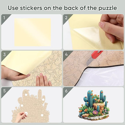 delobil Succulent Cactus Wooden Puzzles for Adults, 500 Pieces Jigsaw Puzzles, Unique Shaped Medium Size Liberty Wood Puzzle Gift for Adults and Kids, Family Game 16.7'' x 16.2''