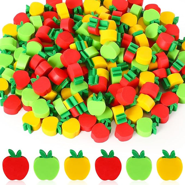 JUNEBRUSHS 150pcs Apples Erasers for Kids Bulk, Welcome Back to School Gifts Mini Apples Erasers for First Day of School Teachers Supplies Students Classroom Prizes Homework Rewards