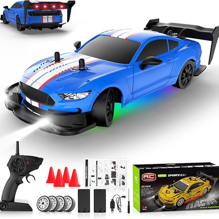 RC Drift Car 1:20 Scale Remote Control Cars 2.4GHz 4WD High Speed RTR Racing Vehicle with LED Lights 2 Rechargeable Batteries and Drifting Tires Racing Sport Toy Car for Adults Kids Boys Girls