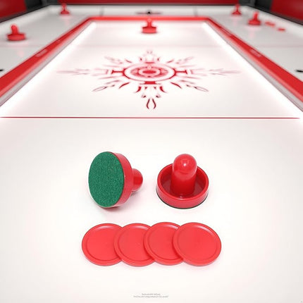2 Pcs Red Air Hockey Pushers and Air Hockey Pucks Great Goal Handles Paddles Replacement Accessories for Game Tables, Air Hockey Tables and Equipment