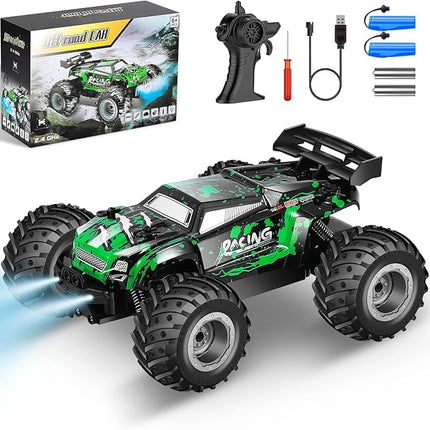 Remote Control Car, All Terrain Remote Control Truck for Boy, 2.4GHz Rc Car with Two Rechargeable Batteries, 20KM/H Monster Truck Toys