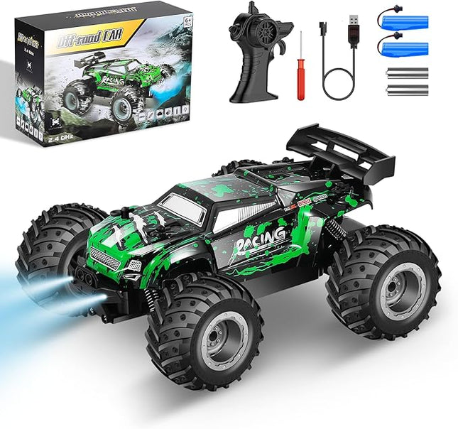 Remote Control Car, All Terrain Remote Control Truck for Boy, 2.4GHz Rc Car with Two Rechargeable Batteries, 20KM/H Monster Truck Toys