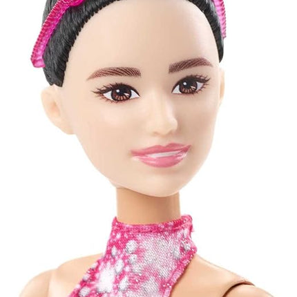 Barbie Winter Sports Ice Skater Brunette Doll (12 Inches) with Pink Dress, Jacket, Rose Bouquet & Trophy, Great Gift for Ages 3 and Up