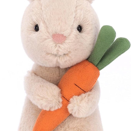 Jellycat Bonnie Bunny with Carrot Stuffed Animal, 7 inches- Rabbit & Bunny Plush Toy - Classic Children's Gift