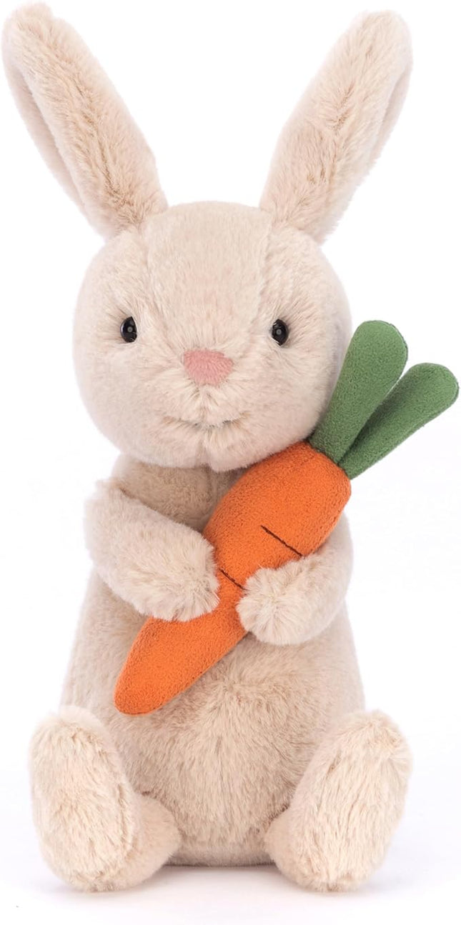 Jellycat Bonnie Bunny with Carrot Stuffed Animal, 7 inches- Rabbit & Bunny Plush Toy - Classic Children's Gift