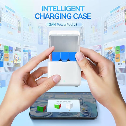 GAN 12 ui Maglev, Smart Speed Cube 3x3 with GAN PowerPod, Intelligent Magnetic Speedcube via Bluetooth Connected for Online Games/AI Training Puzzle Toys for Kids and Adults