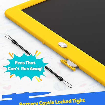TEKFUN LCD Writing Tablet Doodle Board, 12inch Colorful Drawing Tablet Writing Pad, Kids Travel Essentials, Toddler Toys 6 7 8 Year Old Girls Boys (Yellow)