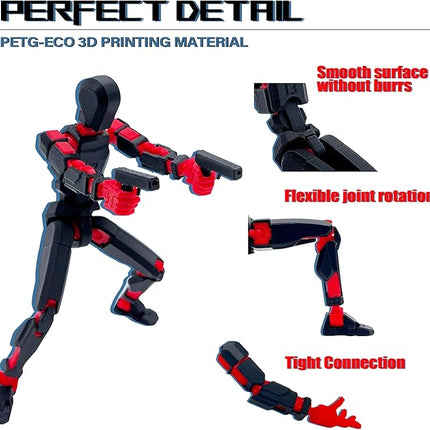 (Assembly Completed) T13 Action Figure Set, 3D Printed Toys Robo 13 Action Figure,Dummy 13 Titan 13 Action Figure (Black Red + Dog)