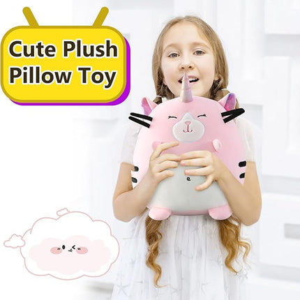 Marsjoy 8" Pink Caticorn Plush Pillow Toy Squishy Stuffed Animal Plushie Cute Cat Unicorn Huggable Toy Kawaii Soft Cushion for Girl Kid Birthdays Christmas
