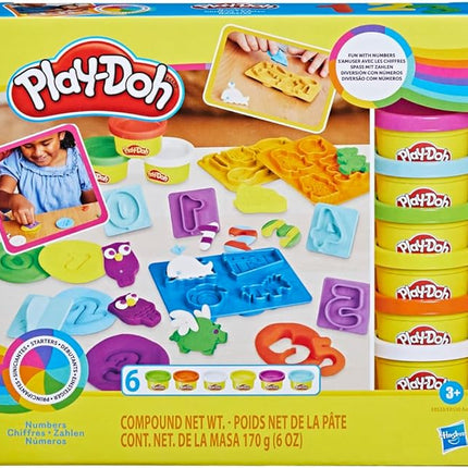 Hasbro Play-Doh Fundamentals - 10 Numbers plus Multiple Shape Stamper Tools plus 6 Colors of Play-Doh