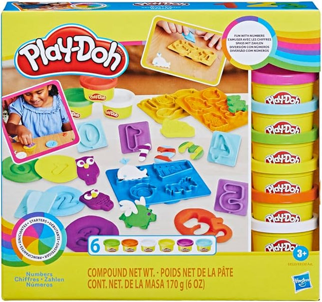 Hasbro Play-Doh Fundamentals - 10 Numbers plus Multiple Shape Stamper Tools plus 6 Colors of Play-Doh