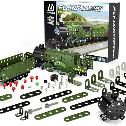 Lucky Doug STEM Building Projects Model Train Set Toys for Boys Kids 8 9 10 11 12 Years Old and Older - 340 PCS DIY Metal Building STEM Toys
