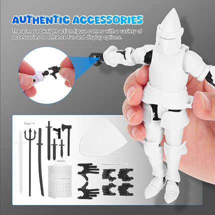 Toyvian 1set Articulated Medieval Knight Action Figure Accessories Poseable Robot Toy for Creative Play Includes Dual Helmets and Hand Styles Desktop Ornament and Shelf Decoration