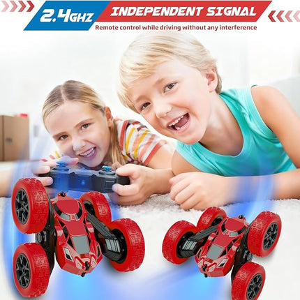 Remote Control Car, RC Cars Toys for Kids Ages 6-12, 2.4GHz RC Stunt Truck with 360° Double-Sided Flips, 4WD Off-Road Racing, Christmas Birthday Gifts for 3 4 5 6 7 5-7 6-8 8-10 Year Old Boys Girls