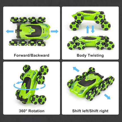 PREPOP 8WD Remote Control Stunt Cars Toys- Best Birthday Presents Gifts for Kids Age 6 7 8 9 10 11 12 Year Old Boys, 2.4Ghz Cool Transform RC Drift Cars with Music & Light