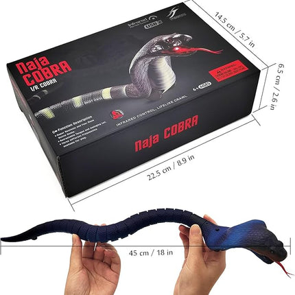 Tipmant Realistic Remote Control Snake RC Cobra Animal Toy Crawling Electric Electronic Battery Powered Honored for Kids Cat Halloween Christmas Prank Toys Birthday Gifts (Blue)