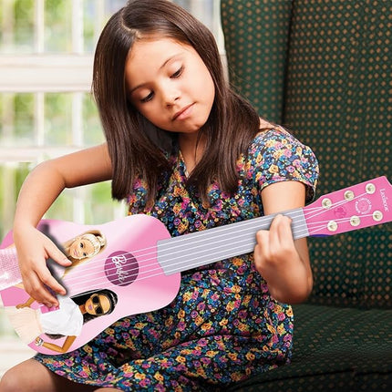 Lexibook Barbie, My First Guitar for Children, 6 Nylon Strings, 21’’ Long, Guide Included, Pink, K200BB