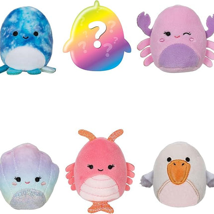 Squishville by Original Squishmallows Beach Day Squad Plush - Six 2-Inch Squishmallows Plush Including Mauricio, Deniz, Cosmina, Shauna, Chester, and a Surprise Squishmallow