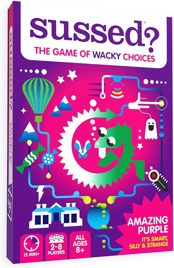 SUSSED Wacky ‘What Would You Do’ Card Game - Fun Boo Basket Stuffer for Girls, Boys & Kids - Builds Social Skills & Confidence - Purple Pack: Dragons, Space & Magic