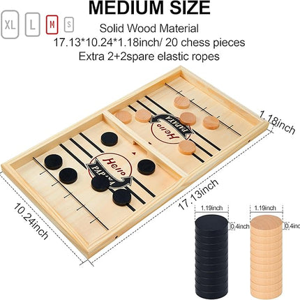 Fast Sling Puck Game - Test Your Speed and Accuracy with This Fast-Paced Wooden Air Hockey Desktop Battle Board Game - Guaranteed Fun Gifts for Family Night or Friends Party