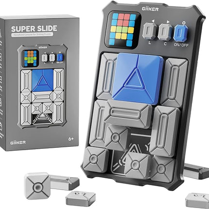 GiiKER Super Slide Puzzle Games, Original 500+ Challenges Brain Teaser Puzzle, Toys for Kids, Travel Games Birthday Gifts Easter Basket Stuffers for Boys Girls, Activities for Road Trips - Moon Grey
