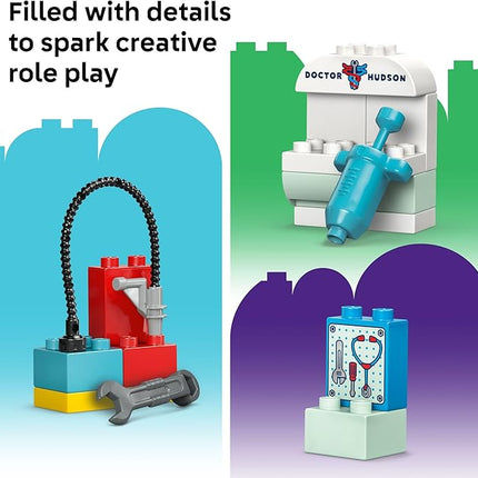 LEGO DUPLO Disney and Pixar Cars McQueen’s Visit to Doc’s Garage - Lightning McQueen Cars Toy for Preschool Boys and Girls 2+ - Pretend Play and Sensory Toddler Toy - Gift Idea for Birthdays - 10456