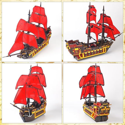 1427PCS Red Pirate Ship Building Blocks Toys Compatible Lego Size,Creative Queen Anna's Revenge Pirates Architecture Corsair Building Set,A Wonderful Present for 6+ Boys, Girls or Adults