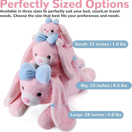Bunny Weighted Stuffed Animals - 28 Inch 5.0 Pounds Weighted Plushies Rabbit - Large Plush Bunny Stuffed Animals Pillow - Cute Plush Toys Gifts for Kids & Adults