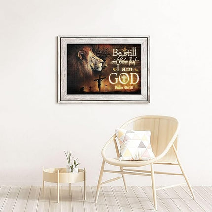 Christian Jigsaw Puzzles 1000 Pieces for Adults, Be Still and Know That I Am God Bible Verse with Lion, Religious Wooden Puzzle for Stress Relief, Faith-Based Gift & Wall Decor