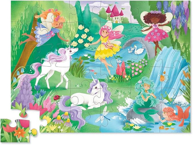 Crocodile Creek 36-Piece Jigsaw Floor Puzzle - Fun Floor Puzzles for Kids Ages 3-5 - Heavy-Duty Shaped Box for Storage - Magical Friends - 24" W x 18" H Finished
