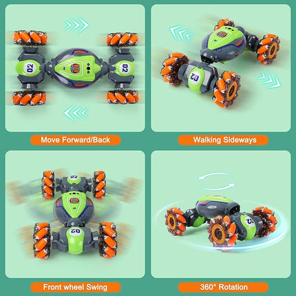 Gesture Sensing RC Stunt Car for Boys 6-12, 4WD Remote Control Toy With Lights Music, Best Birthday Gift for Kids, 2.4Ghz Hand Control Drift