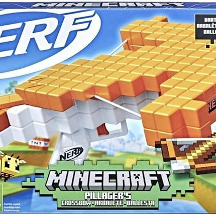 Nerf Minecraft Pillager's Crossbow Dart-Blasting Crossbow, Real Crossbow Action, Includes 3 Official Nerf Elite Darts 42787 Multicolor