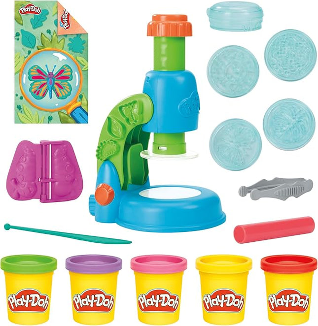 Play-Doh Light & Look Microscope for Kids, Electronic Preschool Toys for Girls & Boys, 9 Accessories & 5 Colors, Back to School Gifts, Ages 3+