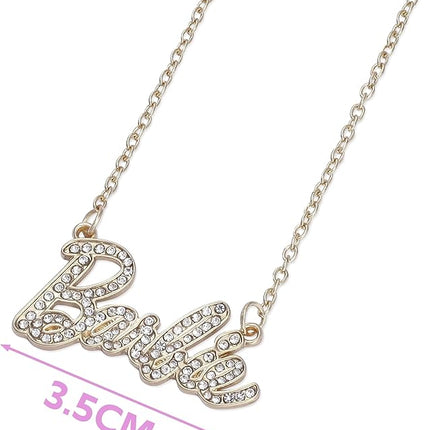 Barbie Crystal Script Logo Necklace