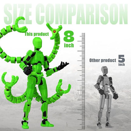 Already Assembled T13 Action Figure Accessories,T13 Multi-Jointed Movable,for Collectors Desktop Decorations t-13 Movability 3D Printed Toys (Luminous Green, 7.2 Inch)